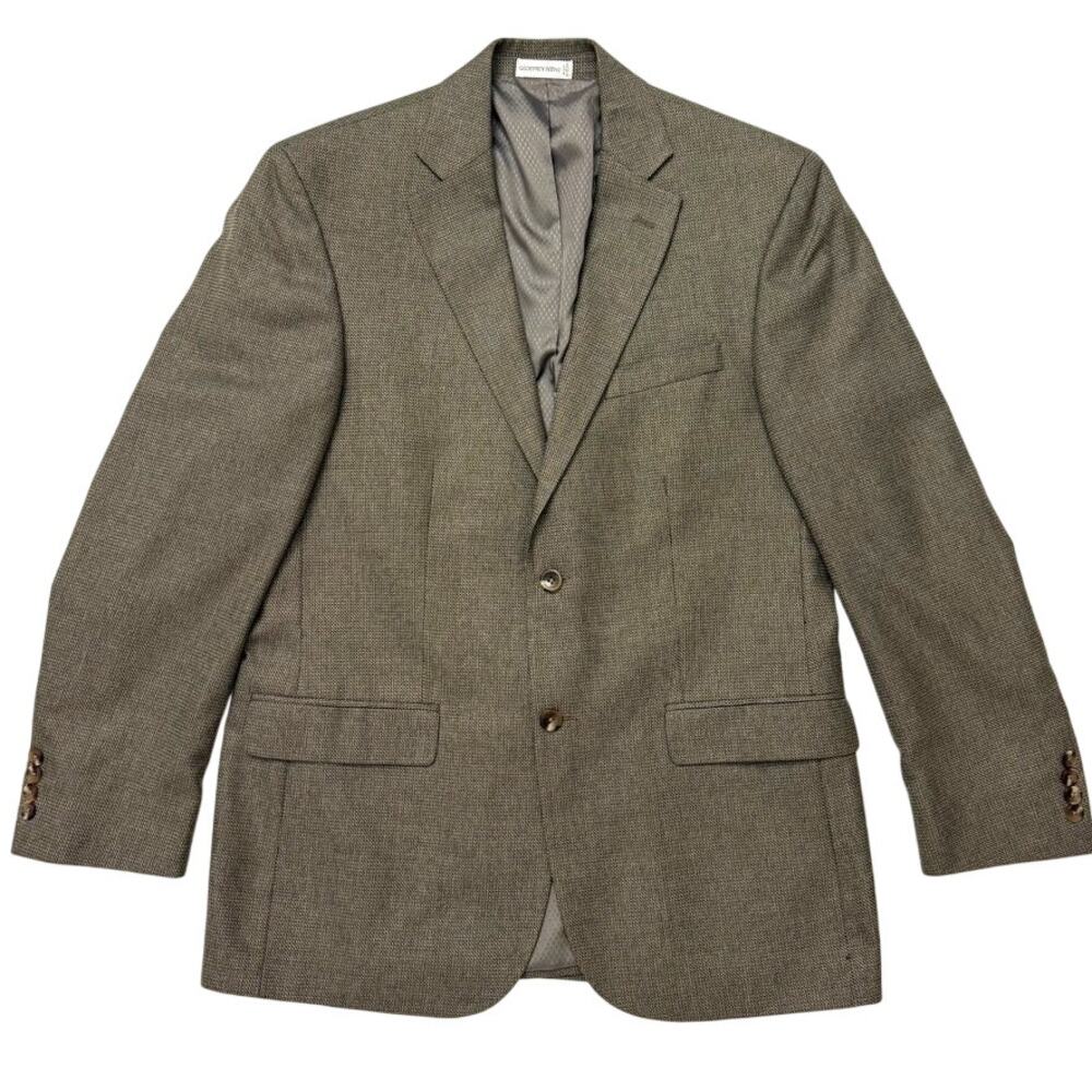 Geoffrey Beene Mens 40R Beige Pattern Blazer Sport Coat Two Button Suit Jacket